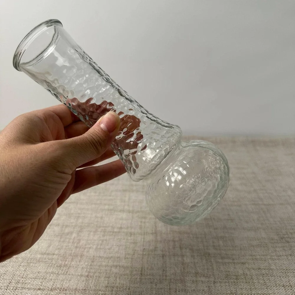 Vintage Clear Glass Bud Vases Set of 3 Hobnail Bubble Textured Pressed Glass USA